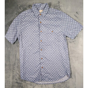 Faherty Shirt Short-Sleeve Men's Size Medium Blue White Hermosa Button Down
